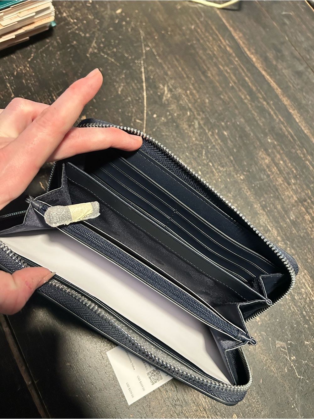 kate spade Navy and Cream Striped Zip Wallet - Picture 3 of 5
